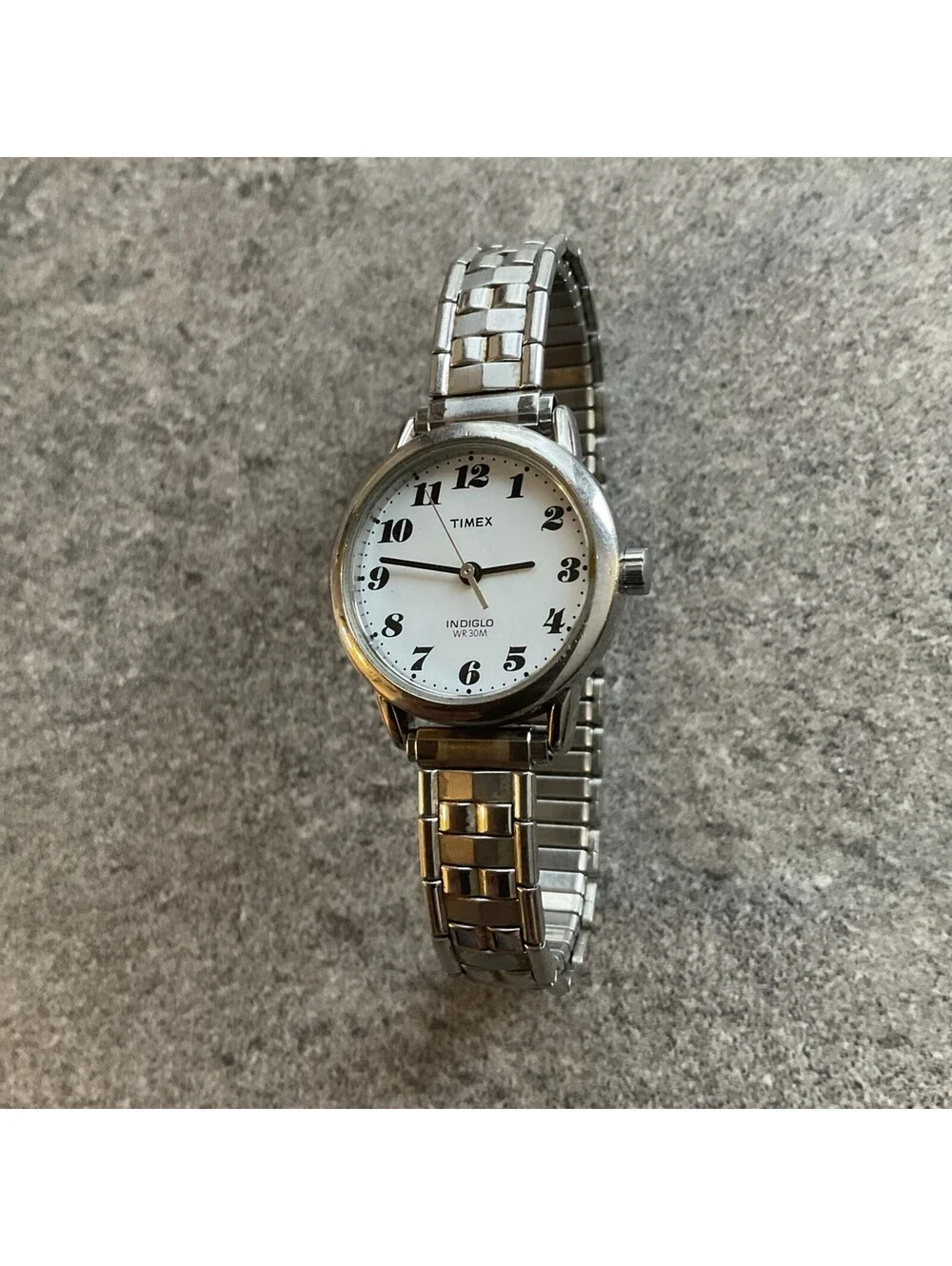 Timex Easy Reader Womens Watch Silver Tone Case & Band W/Expansion Band A20